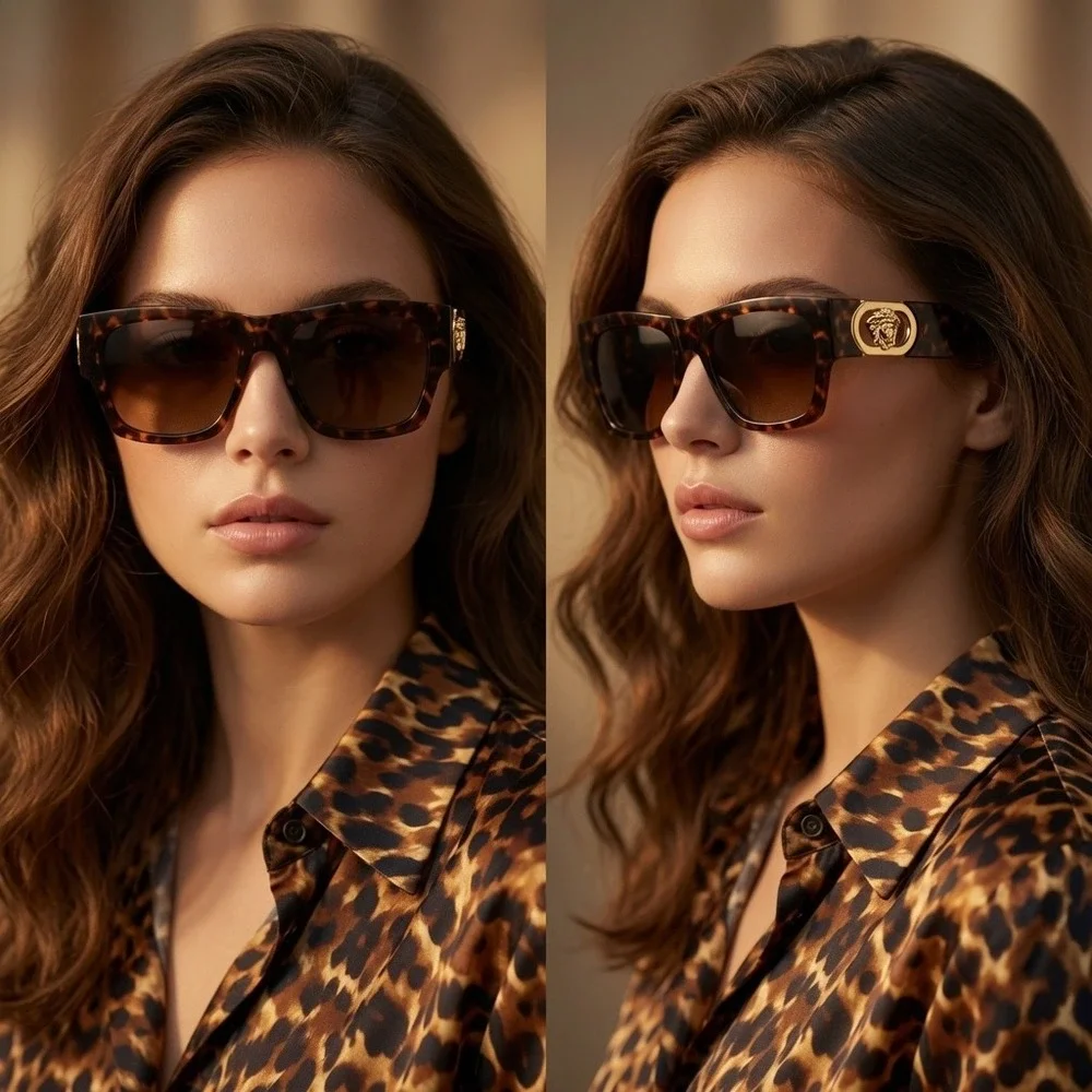 Oversized Square Tortoise Sunglasses Women Chic Poolside Party Elegance Lentes